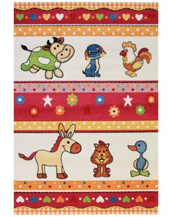 Kids Rug Zoo Red