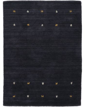 Wool Rug Gabbeh Uni Black