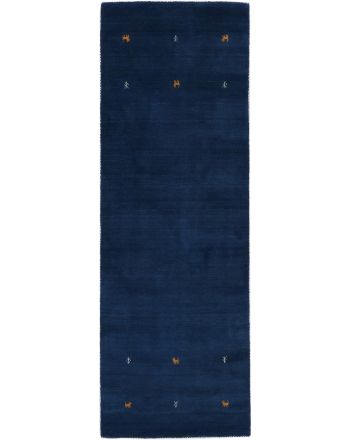 Wool Rug Gabbeh Uni Runner Blue