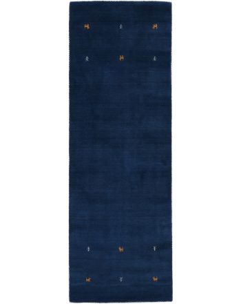 Wool Rug Gabbeh Uni Runner Blue