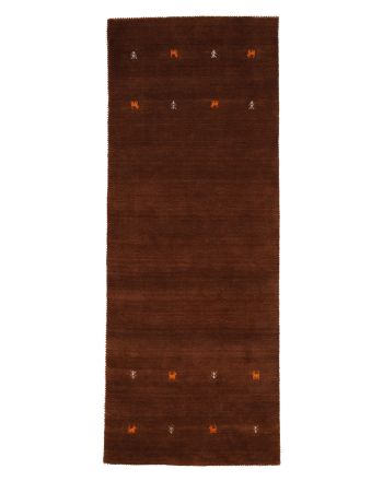 Wool Rug Gabbeh Uni Runner Brown