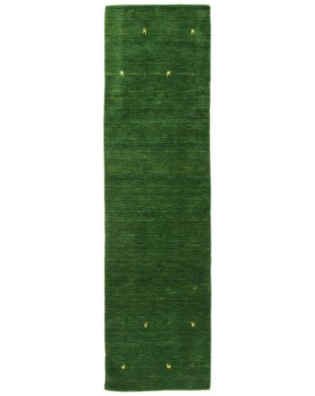 Wool Rug Gabbeh Uni Runner Green