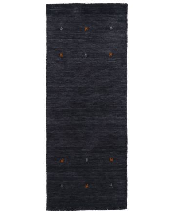 Wool Rug Gabbeh Uni Runner Black