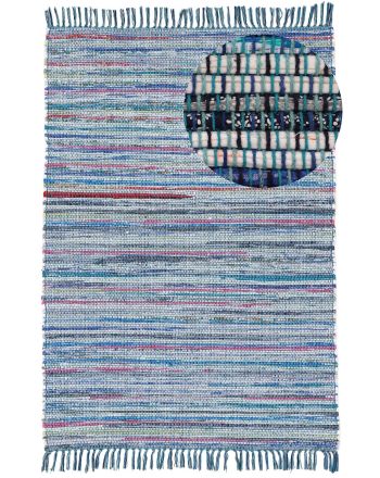 Flat Weave Rug Kilim Chindi  Blue