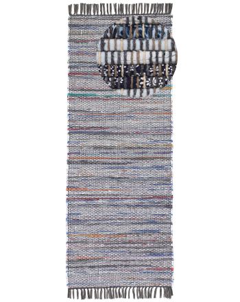 Flat Weave Rug Kilim Chindi Runner Grey