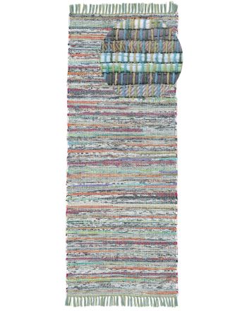 Flat Weave Rug Kilim Chindi Runner Green