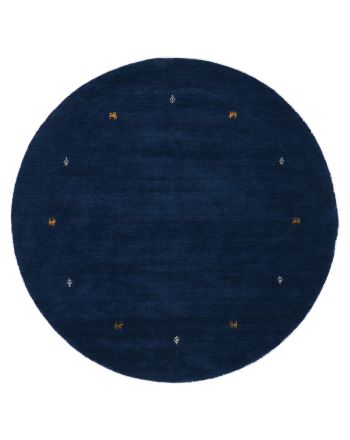 Wool Rug Gabbeh Uni Round Blue