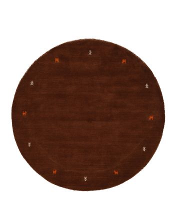 Wool Rug Gabbeh Uni Round Brown