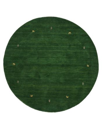 Wool Rug Gabbeh Uni Round Green