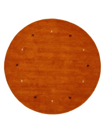 Wool Rug Gabbeh Uni Round Orange