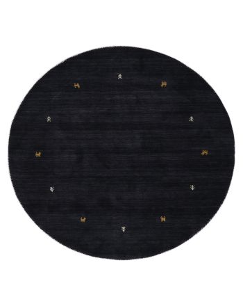 Wool Rug Gabbeh Uni Round Black