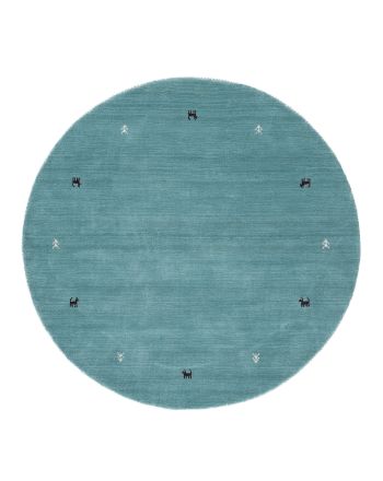 Wool Rug Gabbeh Uni Round Turquoise