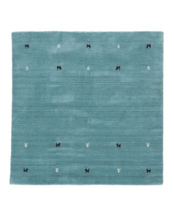 Wool Rug Gabbeh Uni Square Turquoise