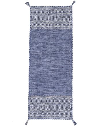 Flat Weave Rug Kilim Azizi Runner Blue