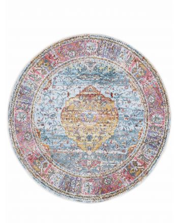 Vintage Esha Rug Round Multicolored