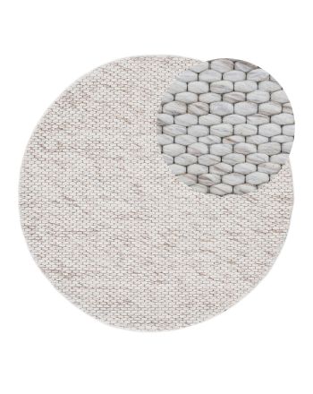 Wool Rug Sina Round Mottled Beige