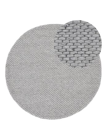 Wool Rug Sina Round Light Grey