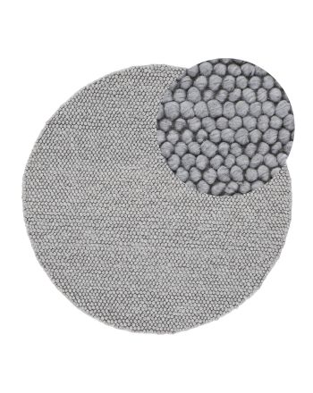 Wool Rug Calo Round Light Grey