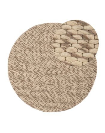 Wool Rug Sina Round Mottled Light Brown