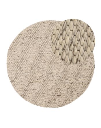 Wool Rug Sina Round Mottled Light Grey