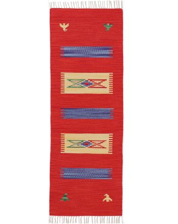 Flat Weave Rug Kilim Dodi Runner Red