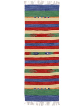 Flat Weave Rug Kilim Samia Runner Green