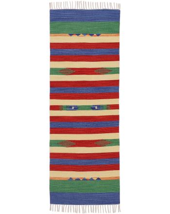 Flat Weave Rug Kilim Samia Runner Green