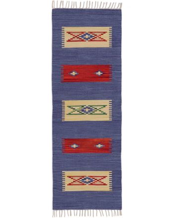 Flat Weave Rug Kilim Tara Runner Blue