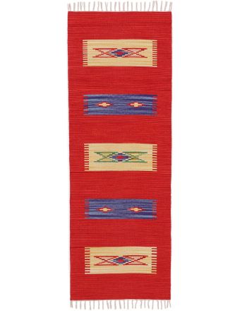 Flat Weave Rug Kilim Tara Runner Red