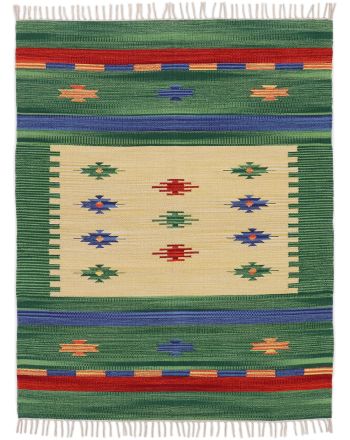 Flat Weave Rug Kilim Shiva Green