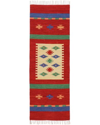 Flat Weave Rug Kilim Shiva Runner Red