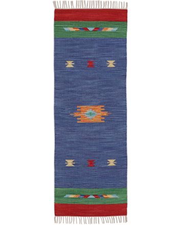 Flat Weave Rug Kilim Amal Runner Blue