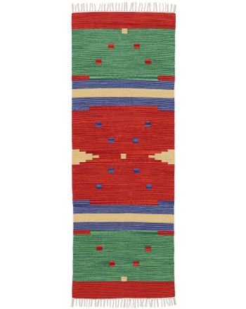 Flat Weave Rug Kilim Amar Runner Red