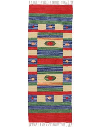 Flat Weave Rug Kilim Mirza Runner Blue