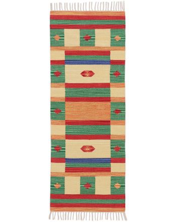 Flat Weave Rug Kilim Mirza Runner Green