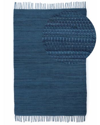Flat Weave Rug Kilim Chindi Uni Blue