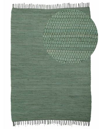 Flat Weave Rug Kilim Chindi Uni Green