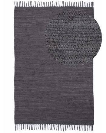 Flat Weave Rug Kilim Chindi Uni Grey