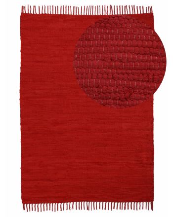 Flat Weave Rug Kilim Chindi Uni Red