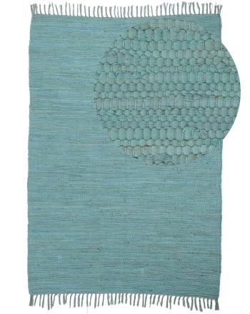 Flat Weave Rug Kilim Chindi Uni Turquoise
