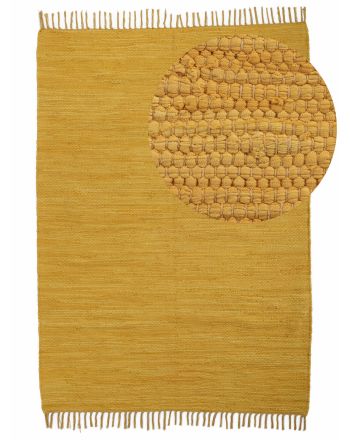 Flat Weave Rug Kilim Chindi Uni Yellow