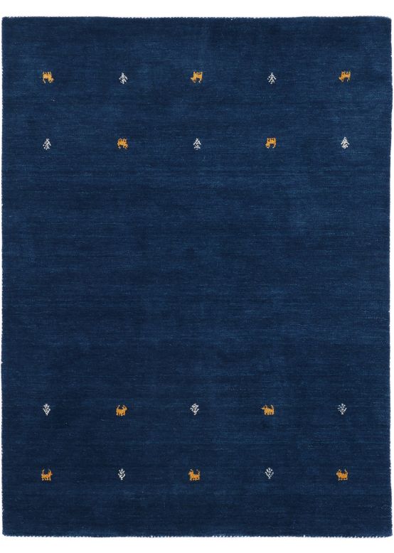 Wool Rug Gabbeh Uni Blue