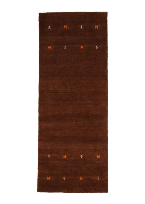 Wool Rug Gabbeh Uni Runner Brown