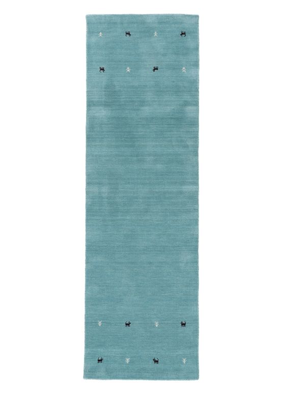 Wool Rug Gabbeh Uni Runner Turquoise