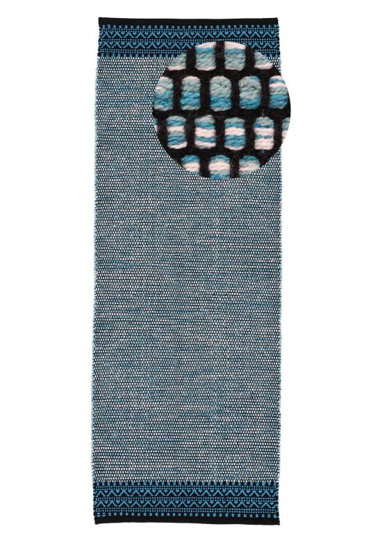 Flat Weave Rug Kilim Mia Runner Blue