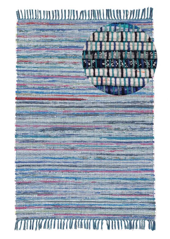 Flat Weave Rug Kilim Chindi  Blue