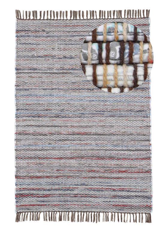 Flat Weave Rug Kilim Chindi  Brown