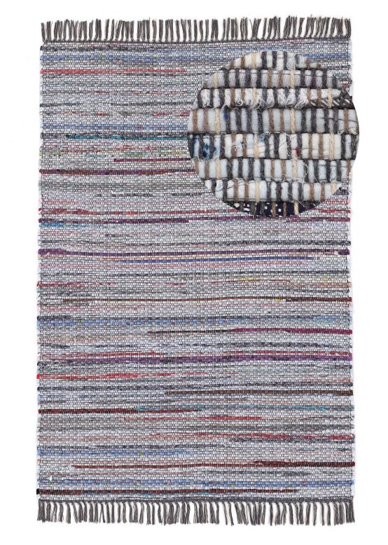 Flat Weave Rug Kilim Chindi  Grey