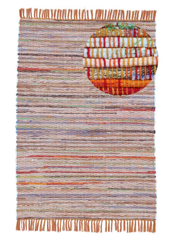Flat Weave Rug Kilim Chindi  Orange