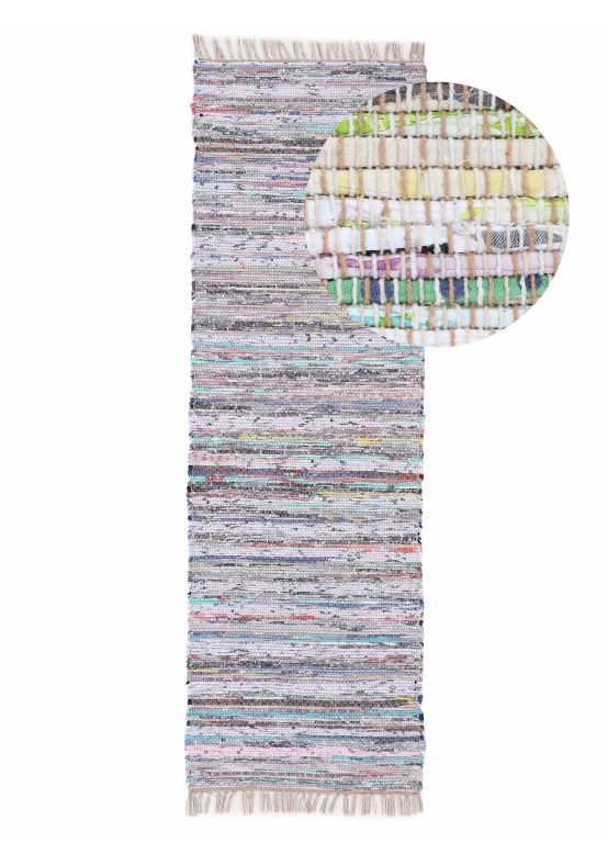 Flat Weave Rug Kilim Chindi Runner Beige